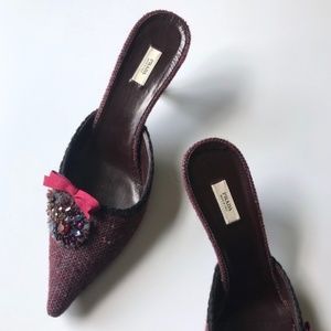 Prada Purple Jeweled Bow Kitten Heel Authentic